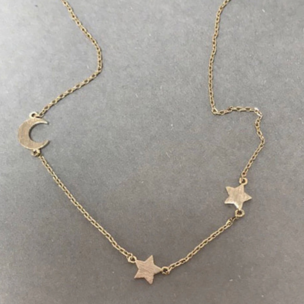 Simple,Dainty Moon And 2 Stars Necklace,Nwt